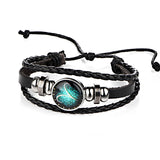 12 Constellations Leather Zodiac Sign with beads Bangle Bracelets - Sabuycar