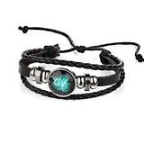 12 Constellations Leather Zodiac Sign with beads Bangle Bracelets - Sabuycar