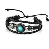 12 Constellations Leather Zodiac Sign with beads Bangle Bracelets - Sabuycar