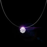 Silver Color Dazzling Zircon Necklace And Invisible Transparent Fishing Line - Sabuycar