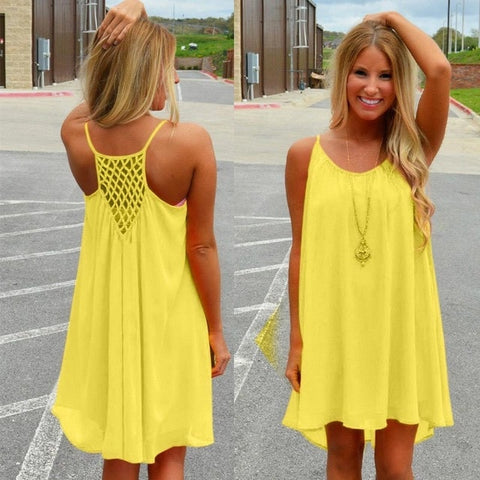 Women beach dress fluorescence female summer dress chiffon - Sabuycar