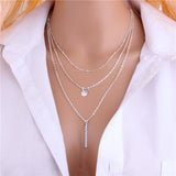 Fashion Gold Color Multilayer Coin Tassels Lariat Bar Necklaces - Sabuycar