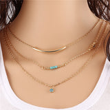 Fashion Gold Color Multilayer Coin Tassels Lariat Bar Necklaces - Sabuycar