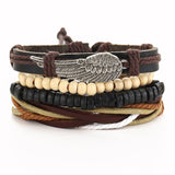 Tibet Stone Feather Multilayer Leather Bracelet Eye Fish Charms Beads - Sabuycar