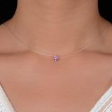 Silver Color Dazzling Zircon Necklace And Invisible Transparent Fishing Line - Sabuycar