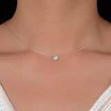 Silver Color Dazzling Zircon Necklace And Invisible Transparent Fishing Line - Sabuycar