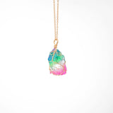 Rainbow Natural Stone Pendant Necklace Fashion Crystal  Rock Necklace - Sabuycar