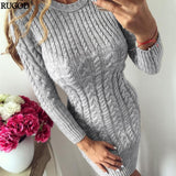 Autumn Winter Warm Sweater Dress Women Sexy Slim Bodycon - Sabuycar