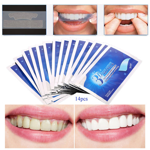 28Pcs/14Pair 3D White Gel Teeth Whitening Strips Tooth Dental - Sabuycar