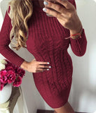 Autumn Winter Warm Sweater Dress Women Sexy Slim Bodycon - Sabuycar