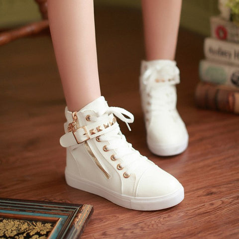 2018 Fashion High Top Sneakers Canvas Shoes Women Casual Shoes - Sabuycar