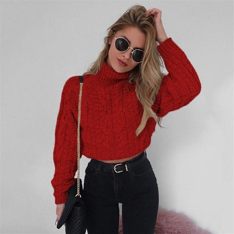 Women Autumn Winter Sweater Women Short Paragraph Long-Sleeved - Sabuycar